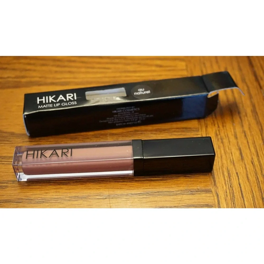 NIB! HIKARI LOT Matte Lip Gloss Au Naturel & Iridescent Lip Gloss Titanium